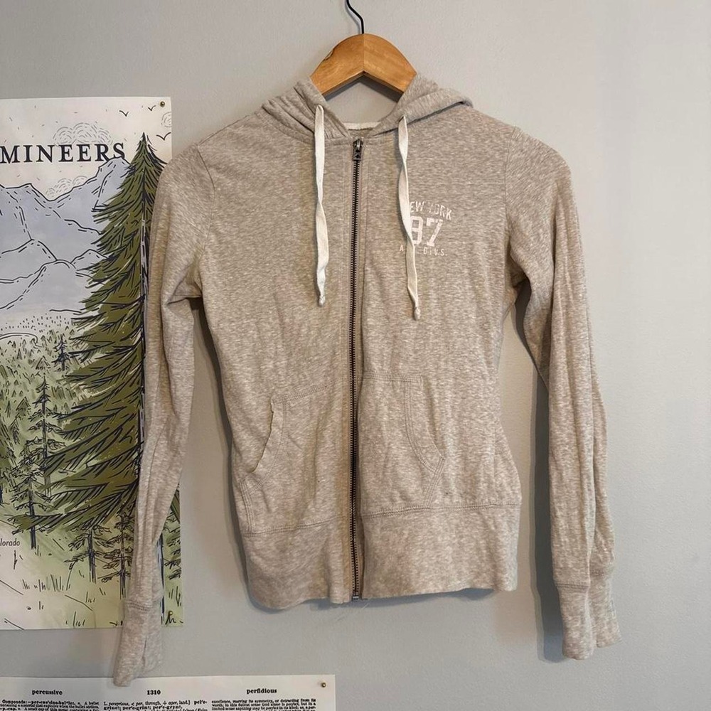 VTG Y2K Aeropostale Grey Zip Up Hoodie Aesthetic 87 Ath Divs